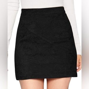 Faux Suede High Waist A-line Mini Bodycon Skirt